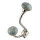 Sky Blue Floral Crackle Ceramic Silver Iron Hook